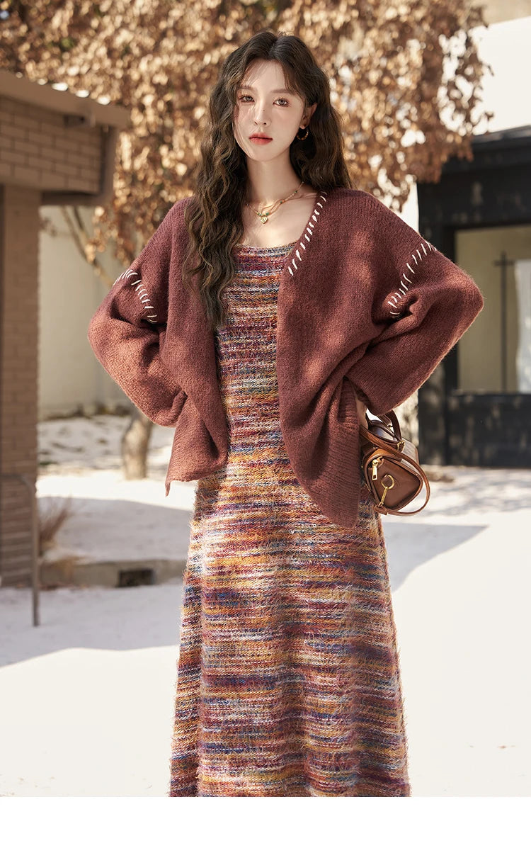 Mishow Retro Knitted Cardigan & Suspender Dress Set MXC59L1625