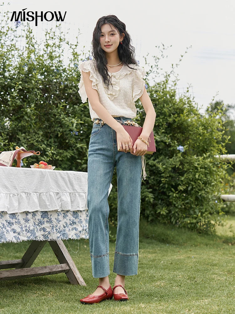 MISHOW Chinese Button Up Blouse Flying Sleeve with Camisole MXD21X1374