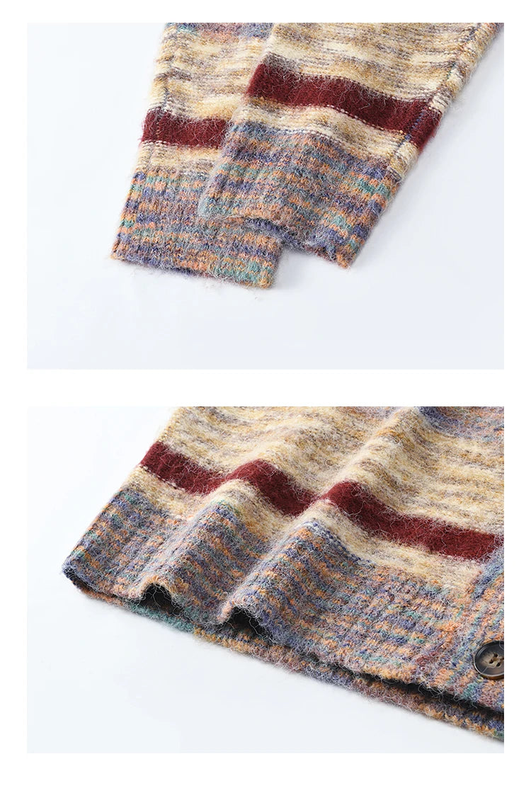Mishow Striped Contrast Color O-Neck Cardigan MXD59Z1061