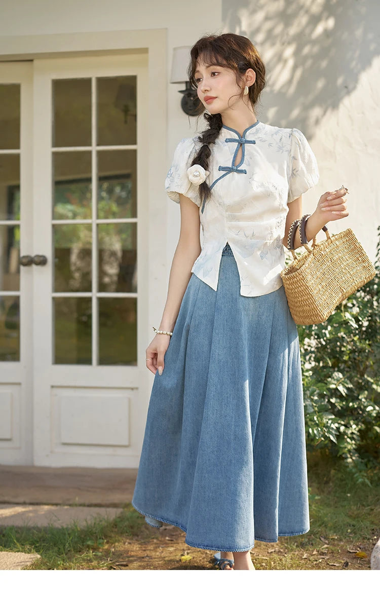 Mishow Chinese Embroidered Split Hem Top MXE28X1604