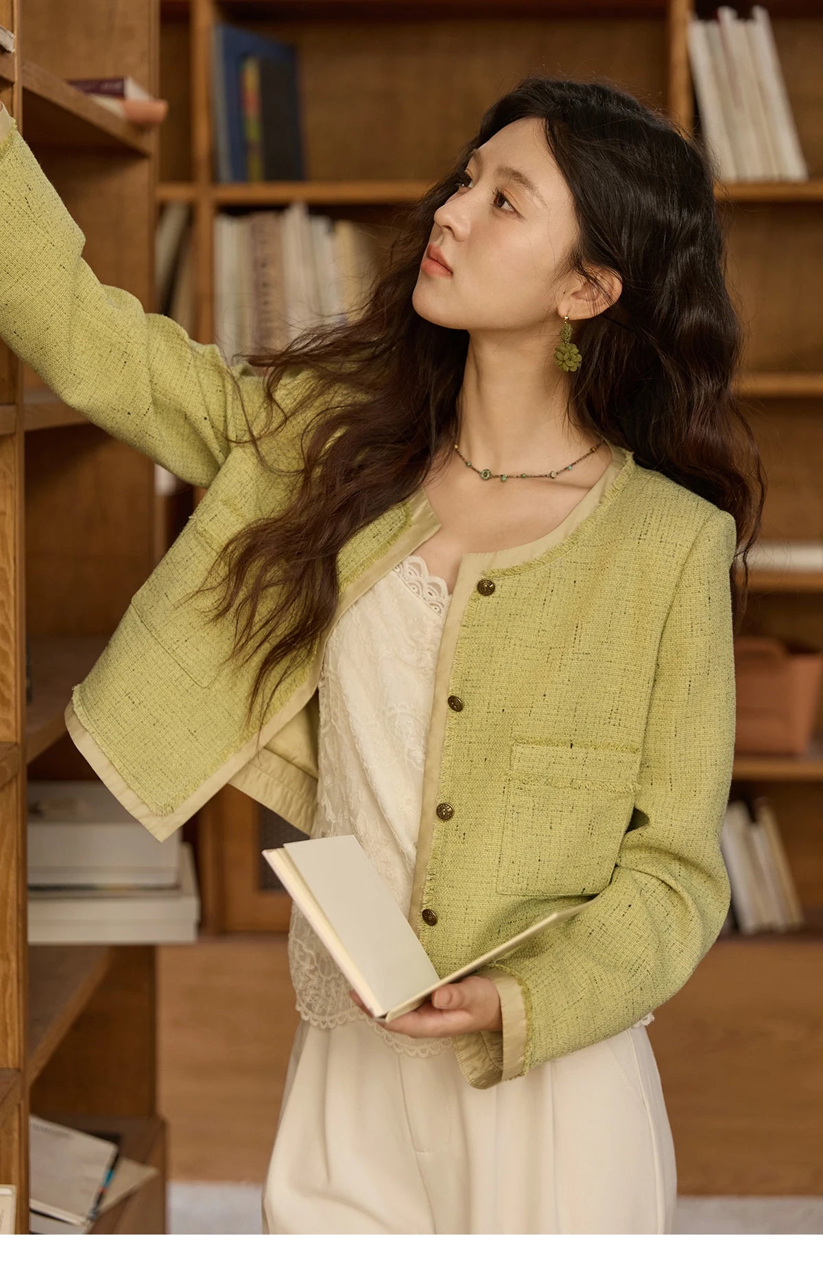MISHOW Green Fragrant Short Coat Metal Buttons Symmetric Pocket MXE41W0796