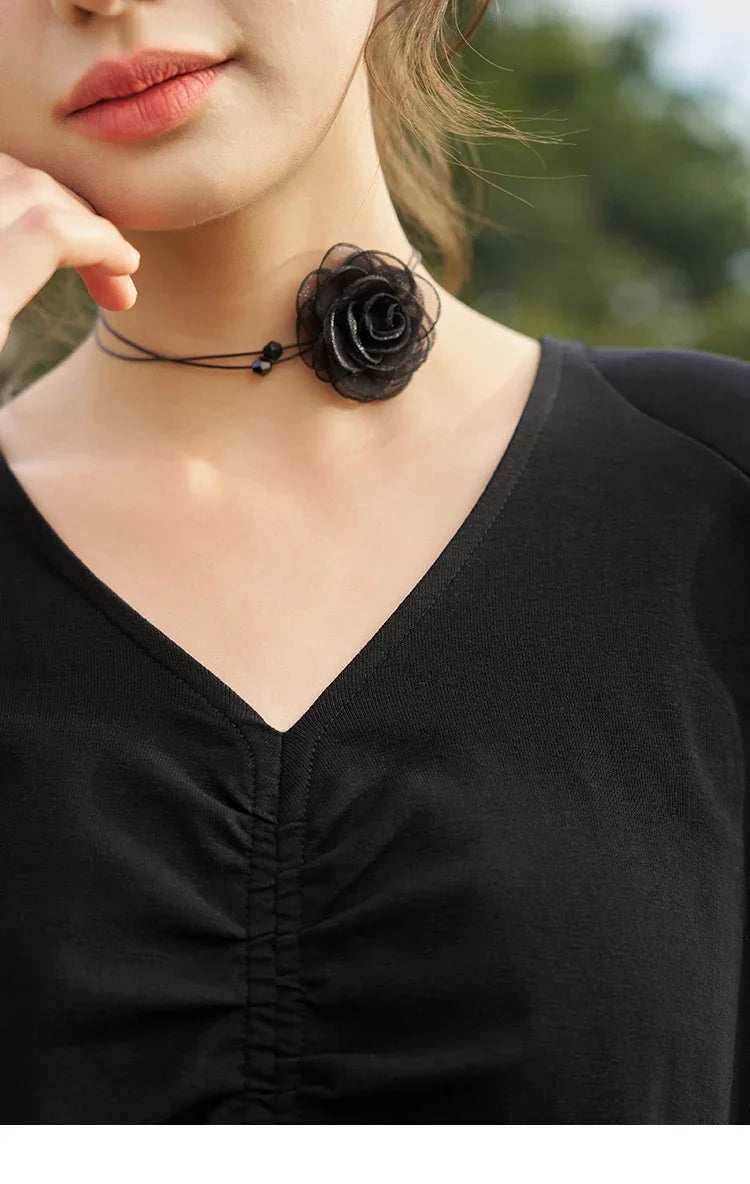 Mishow Black Knitted Smocked V-Neck Dress MXC59L1640