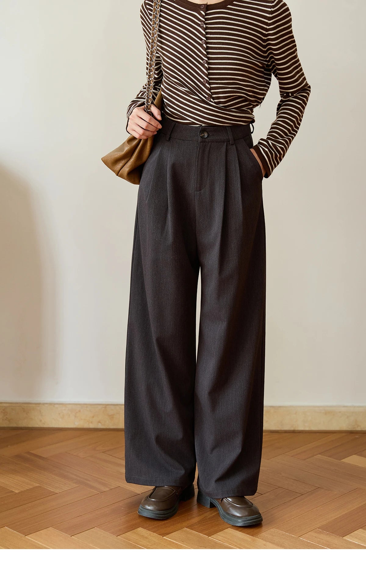 MISHOW Solid Wide-Leg Pants High-Waisted Loose Pockets MXE46K1090