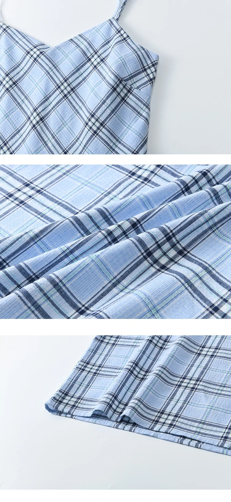 Mishow Blue Plaid Sleeveless A-Line Dress MXE33L2260