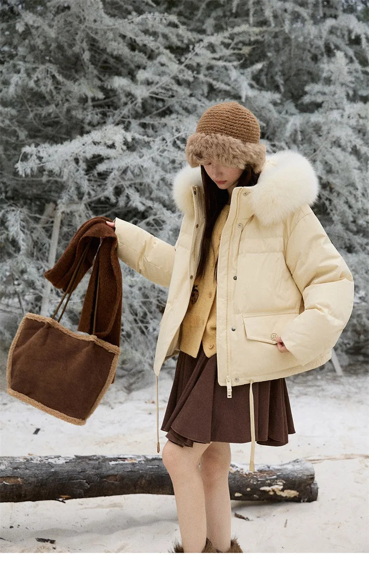 Mishow Short Detachable Fur Collar Down Jacket MXE87Y0084