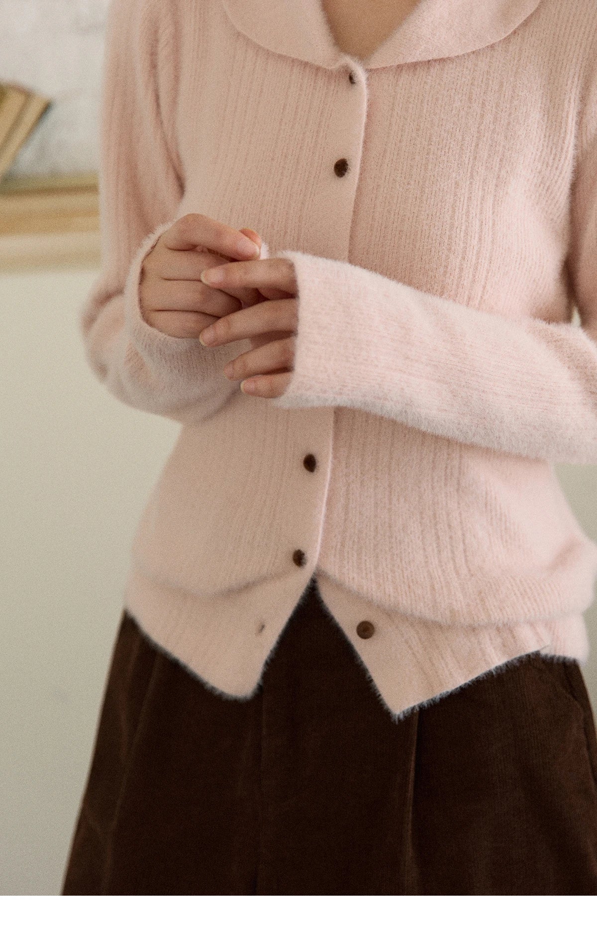 Mishow Yellow Imitation Mink Fur Turn-Down Cardigan MXE89Z2671