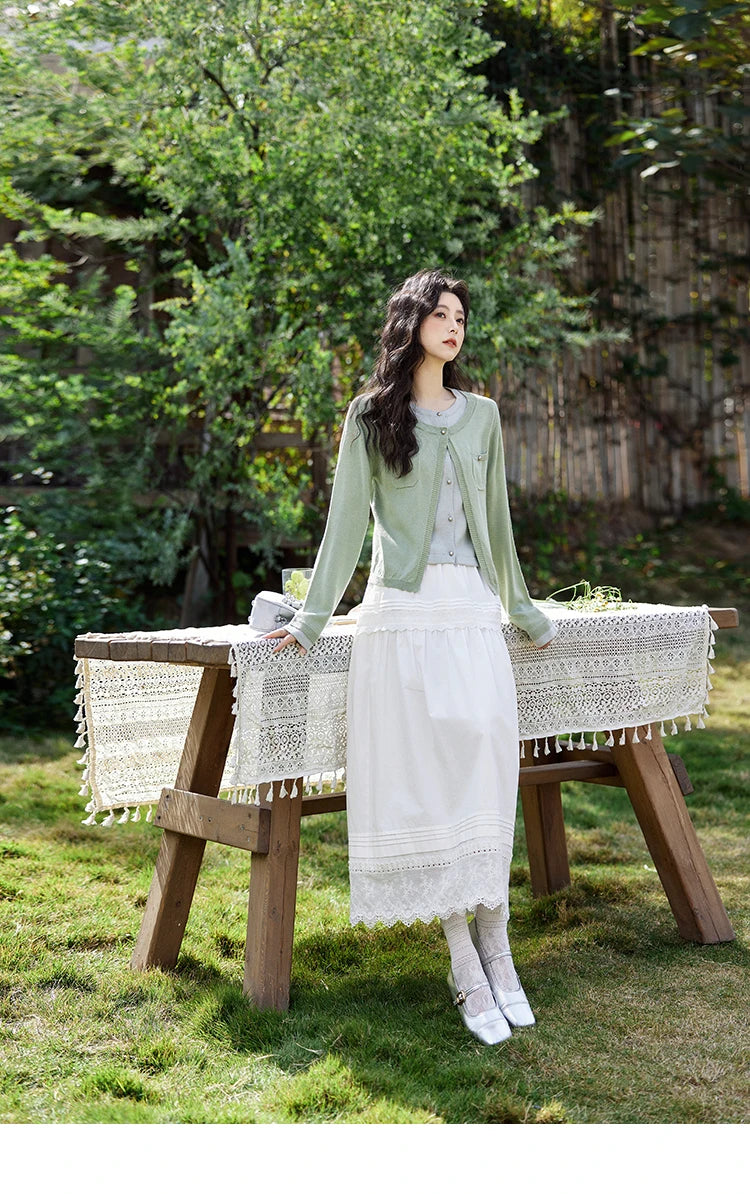 MISHOW French Hollow Lace Skirt 100% Cotton A-Line MXE12B0643