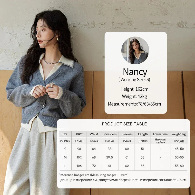 Mishow Fake Two-Piece Splicing V-Neck Cardigan MXD41Z0712