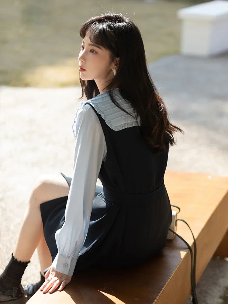 Mishow Korean Doll Collar Vest & Shirt Dress Set MXB12C0199