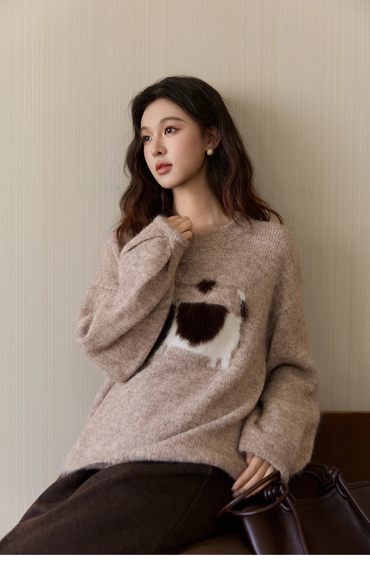 Mishow Dog Pattern Jacquard Crew Neck Sweater MXE94Z2988