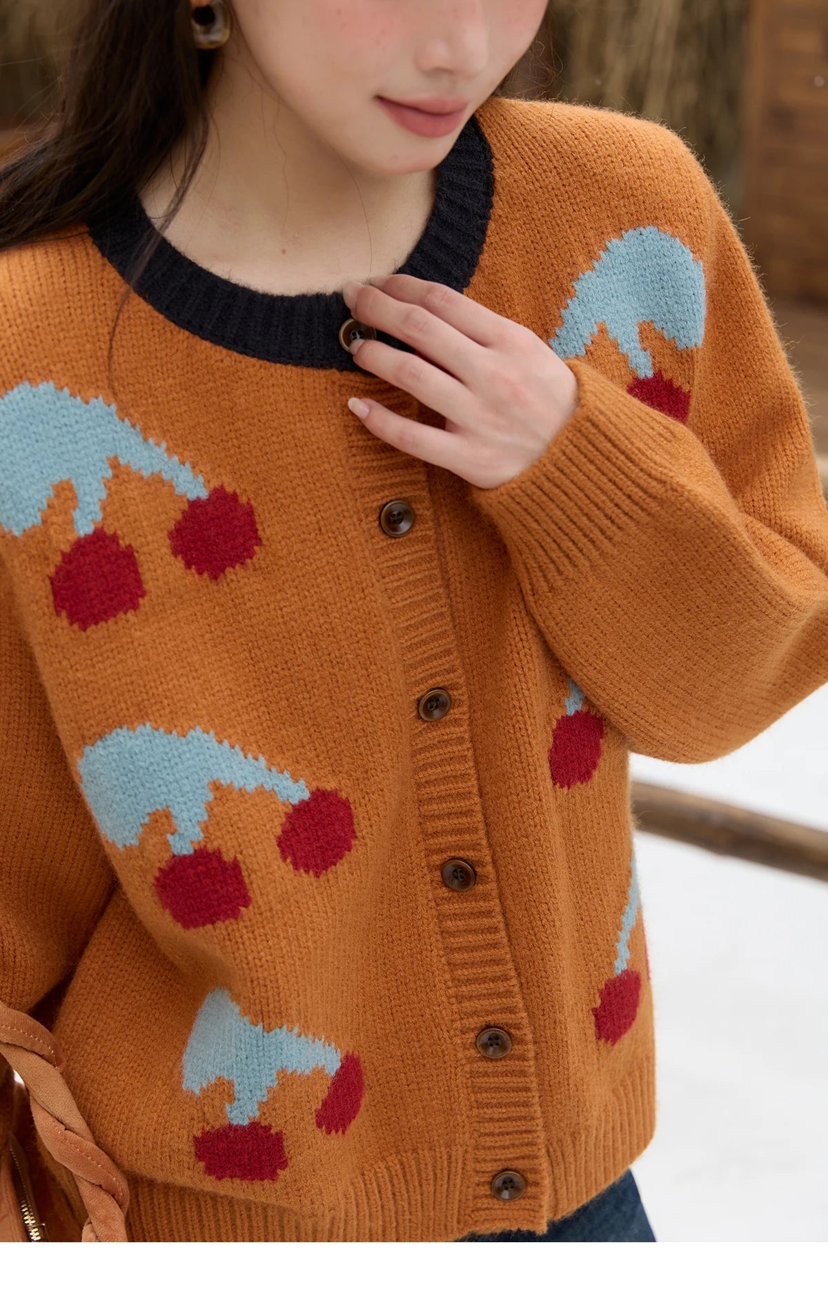 Mishow Cherry Jacquard Retro Sweet Cardigan MXE88Z2689