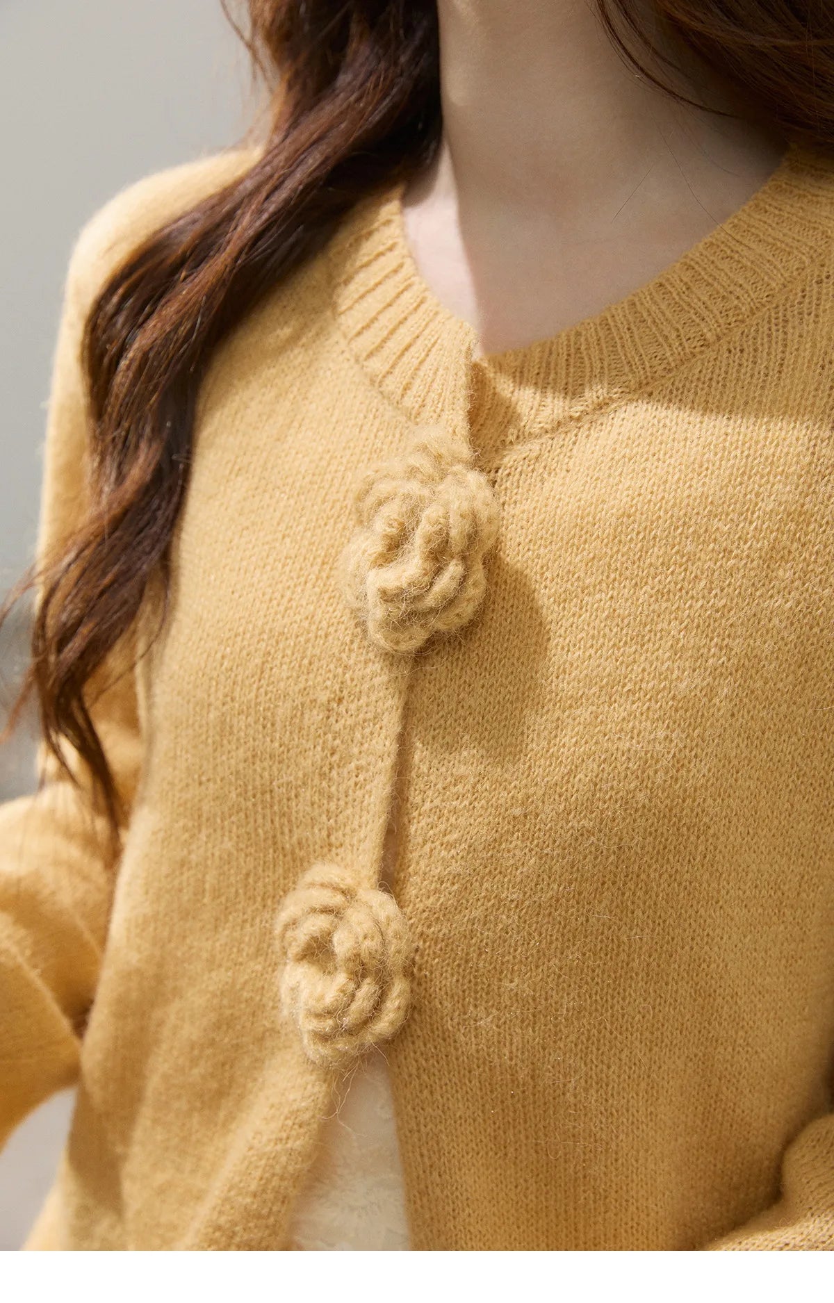 Mishow Flower Decor Mohair Fork Knit Cardigan MXF15Z3051