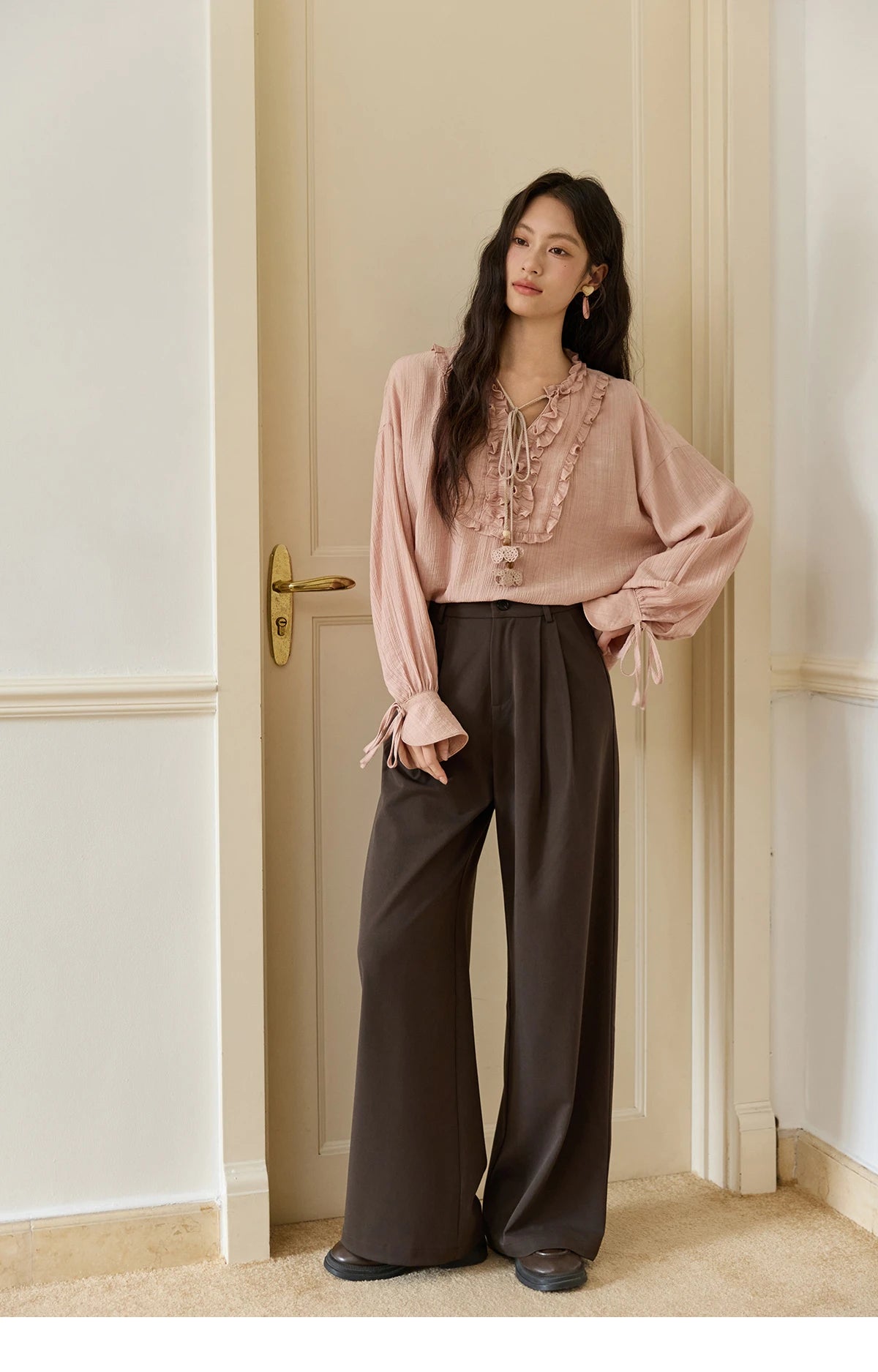 MISHOW Solid Wide-Leg Pants High-Waisted Loose Pockets MXE46K1090