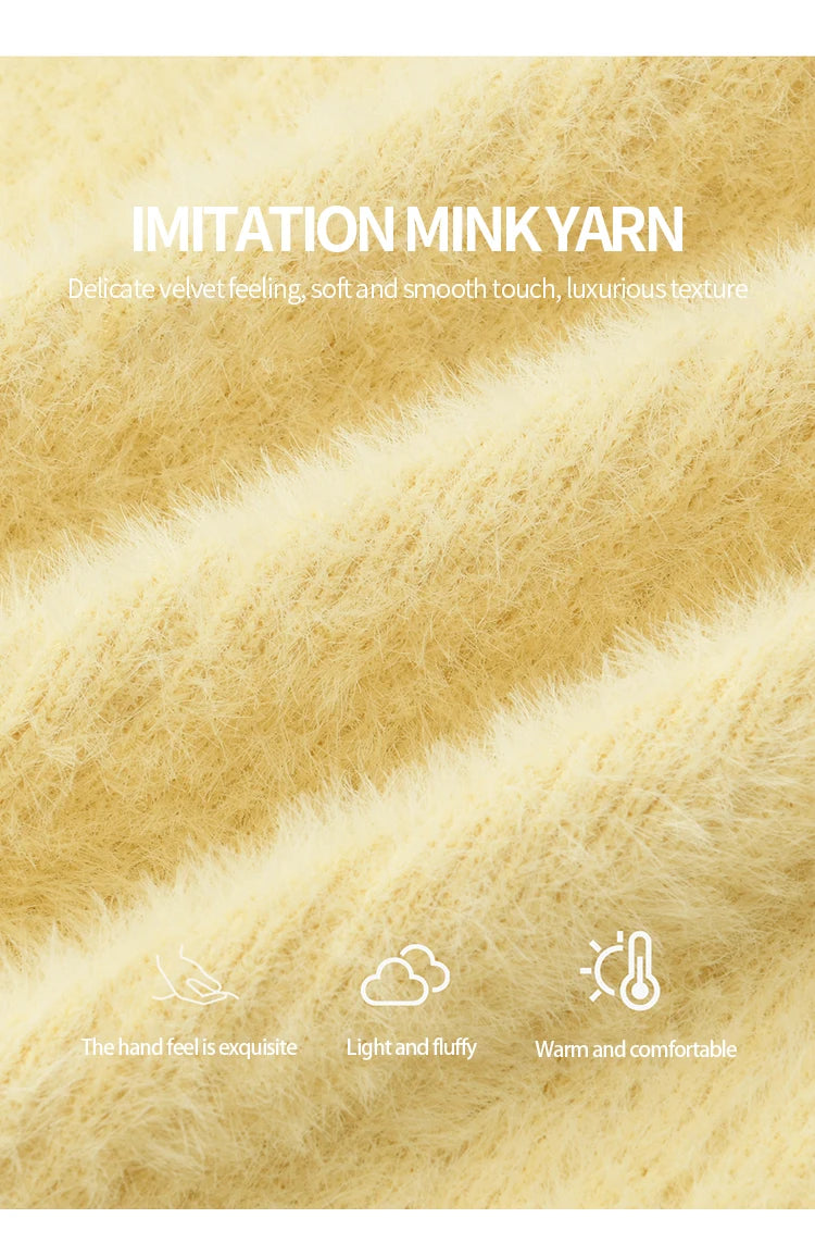 Mishow Yellow Imitation Mink Fur Turn-Down Cardigan MXE89Z2671