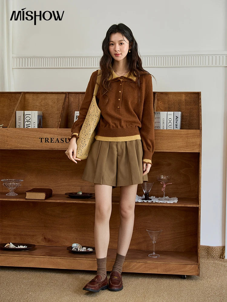 Mishow Double-Layer Turn-Down Collar Loose Sweater MXE45Z2502