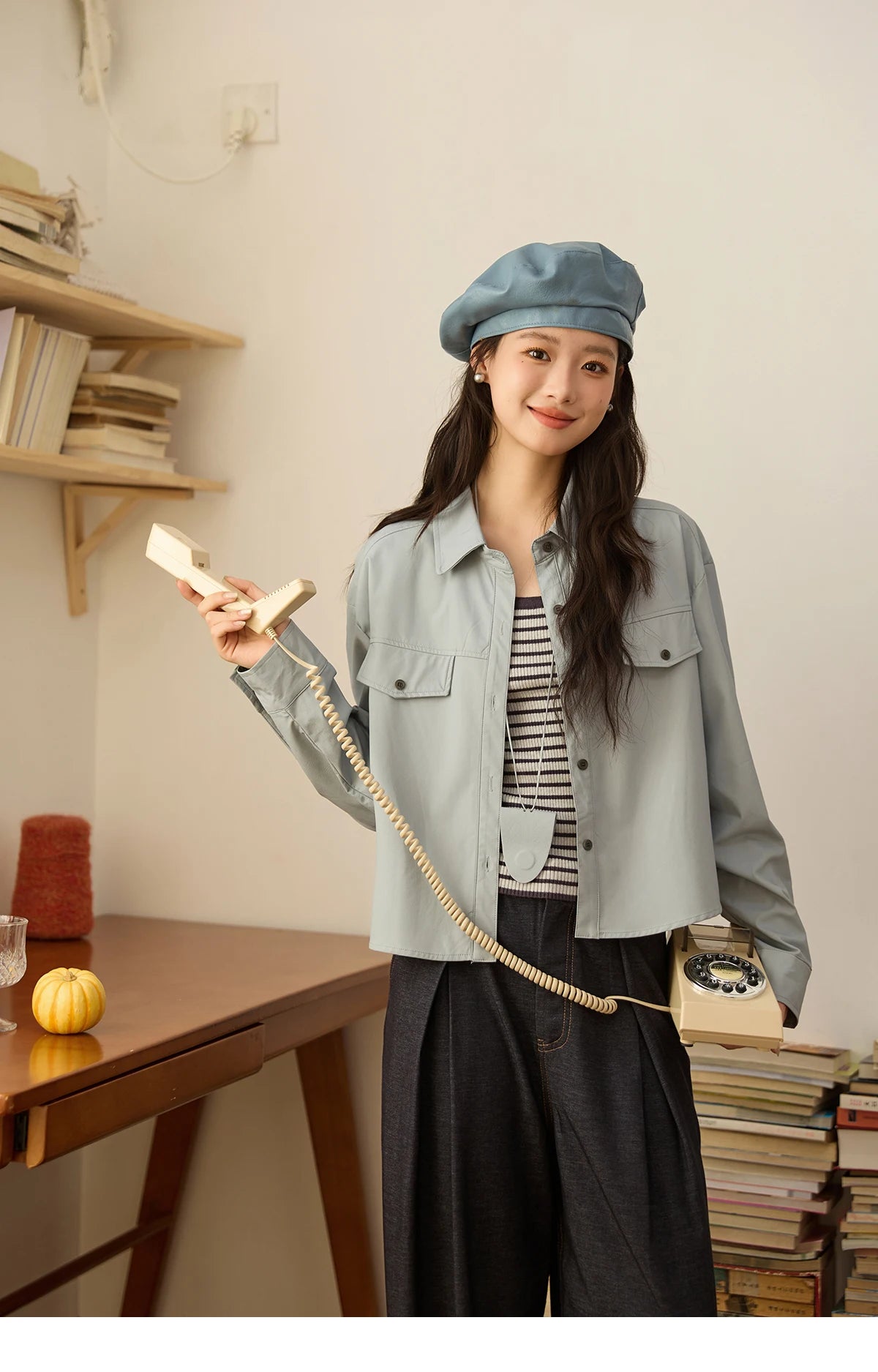 MISHOW Two-Piece Set Striped Vest Solid Jacket with Pendant MXE45T1396
