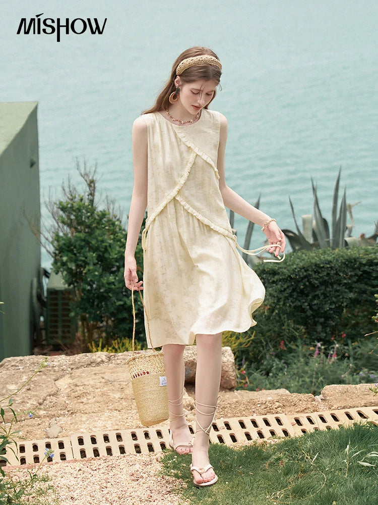 Mishow French Auricularia Edge Lace-Up Vest Dress MXD26L1821