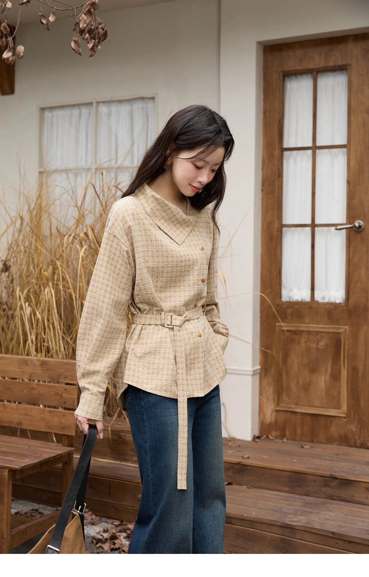 MISHOW Asymmetrical Shirt Belt Design Skew Collar MXE88C2417