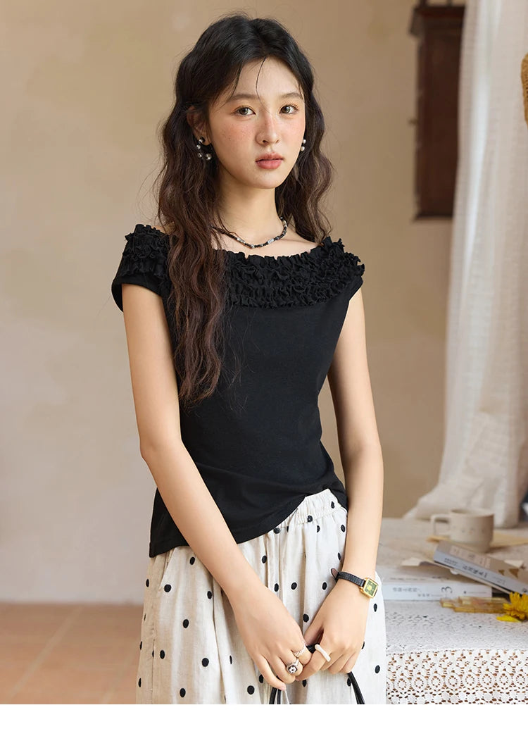 MISHOW French Slash Neck Raglan Wool Tee MXE34T0605
