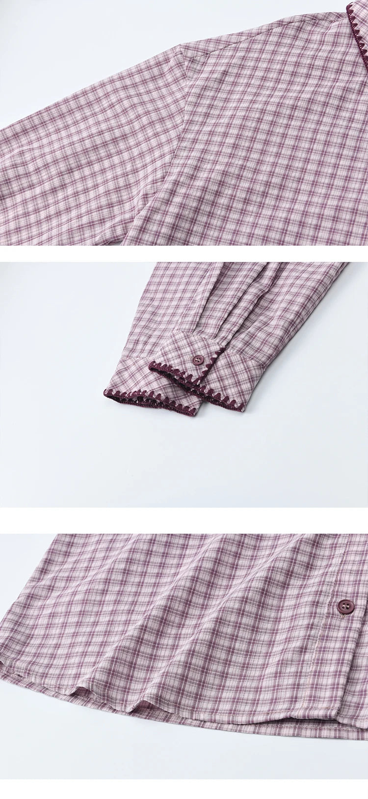 MISHOW Purple Plaid Shirt Contrast Embroidery Pocket MXE44C2394