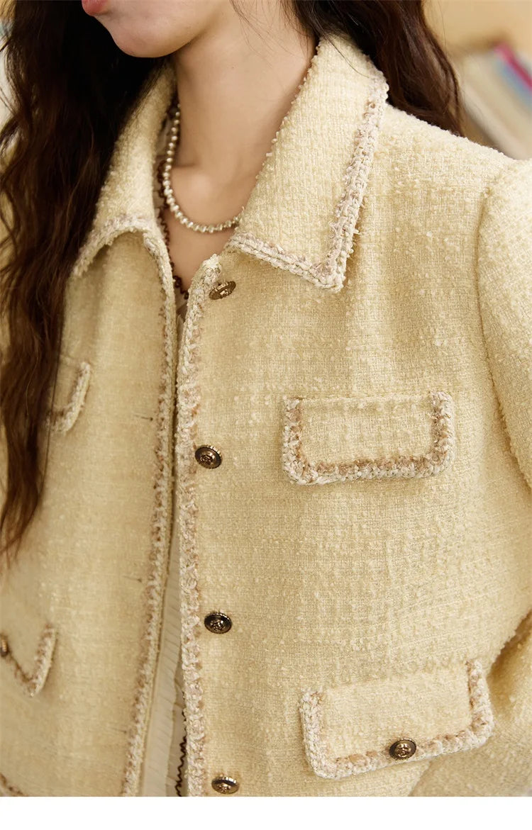 Mishow Fragrant Tweed Metal Button Short Jacket MXE46W0837