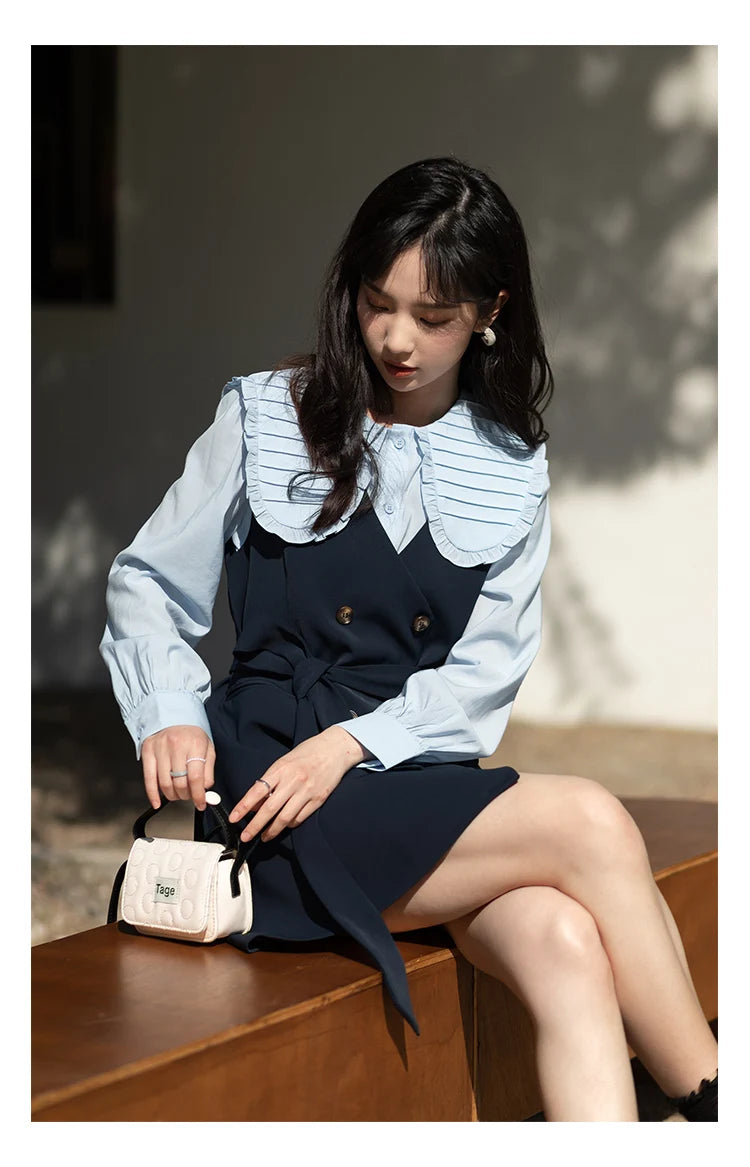 Mishow Korean Doll Collar Vest & Shirt Dress Set MXB12C0199