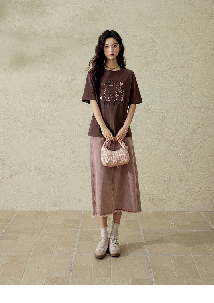 MISHOW High Waist Slim Denim Skirt Straight Pockets MXD44B0506