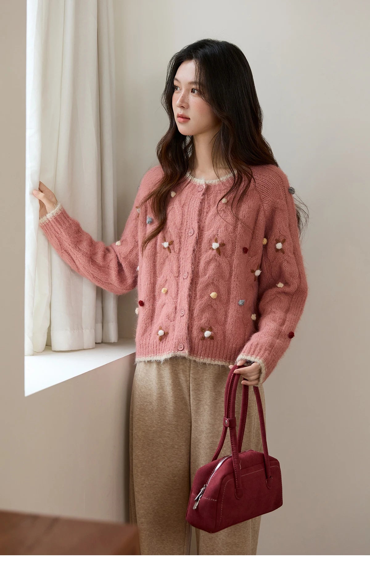 Mishow Hand-Crocheted Wool Blend Cardigan MXE48Z2575