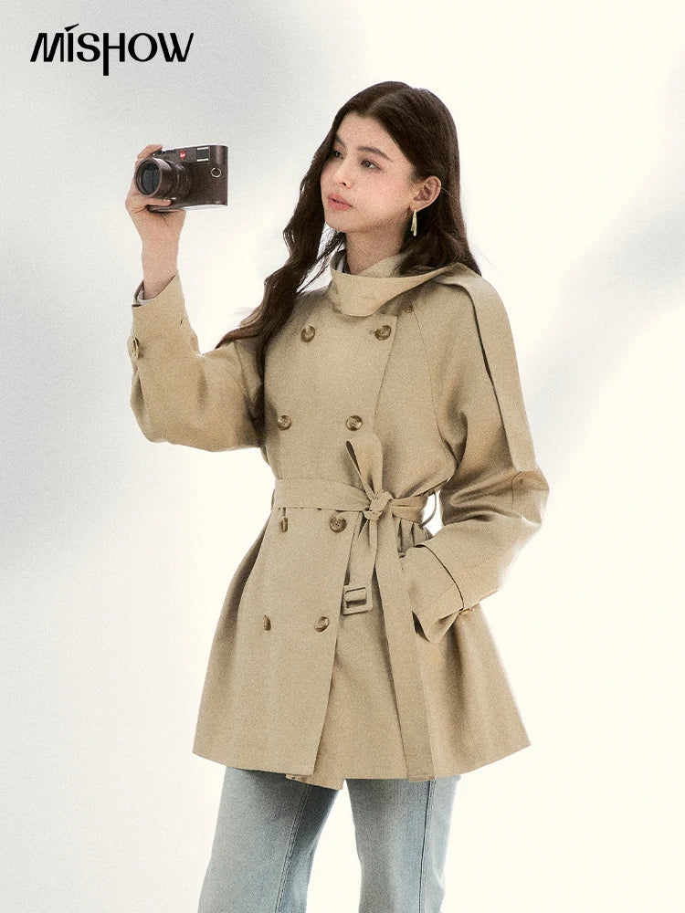 Mishow Double-Breasted Belted Mid-Length Trench MXF11W1031