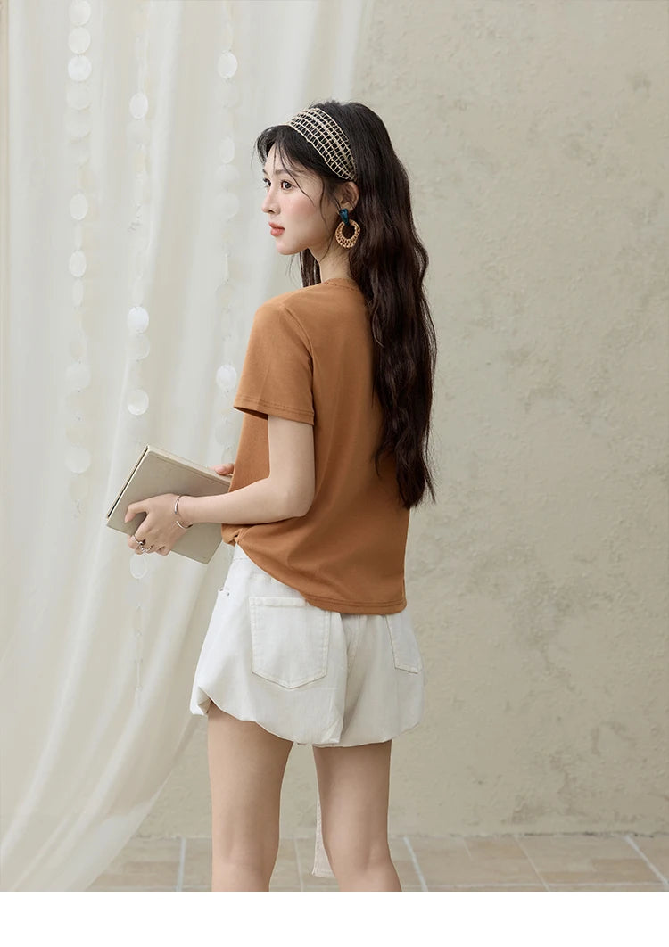 Mishow Cartoon Print Loose Embroidery Tee MXE31T0550