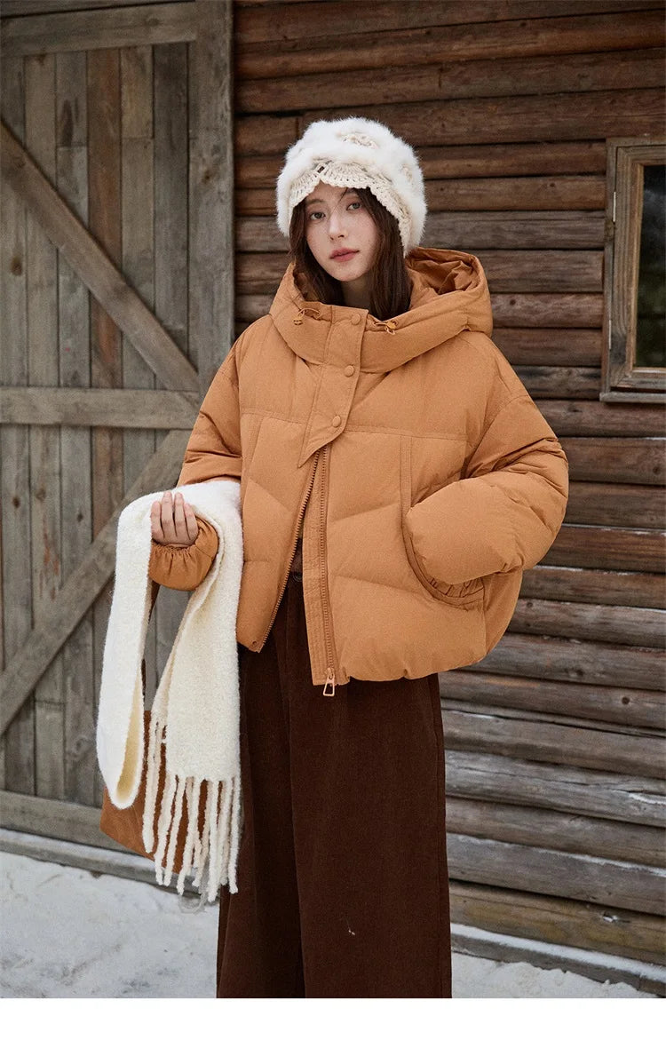 Mishow Hooded 90% White Duck Down Short Coat MXE51Y0080