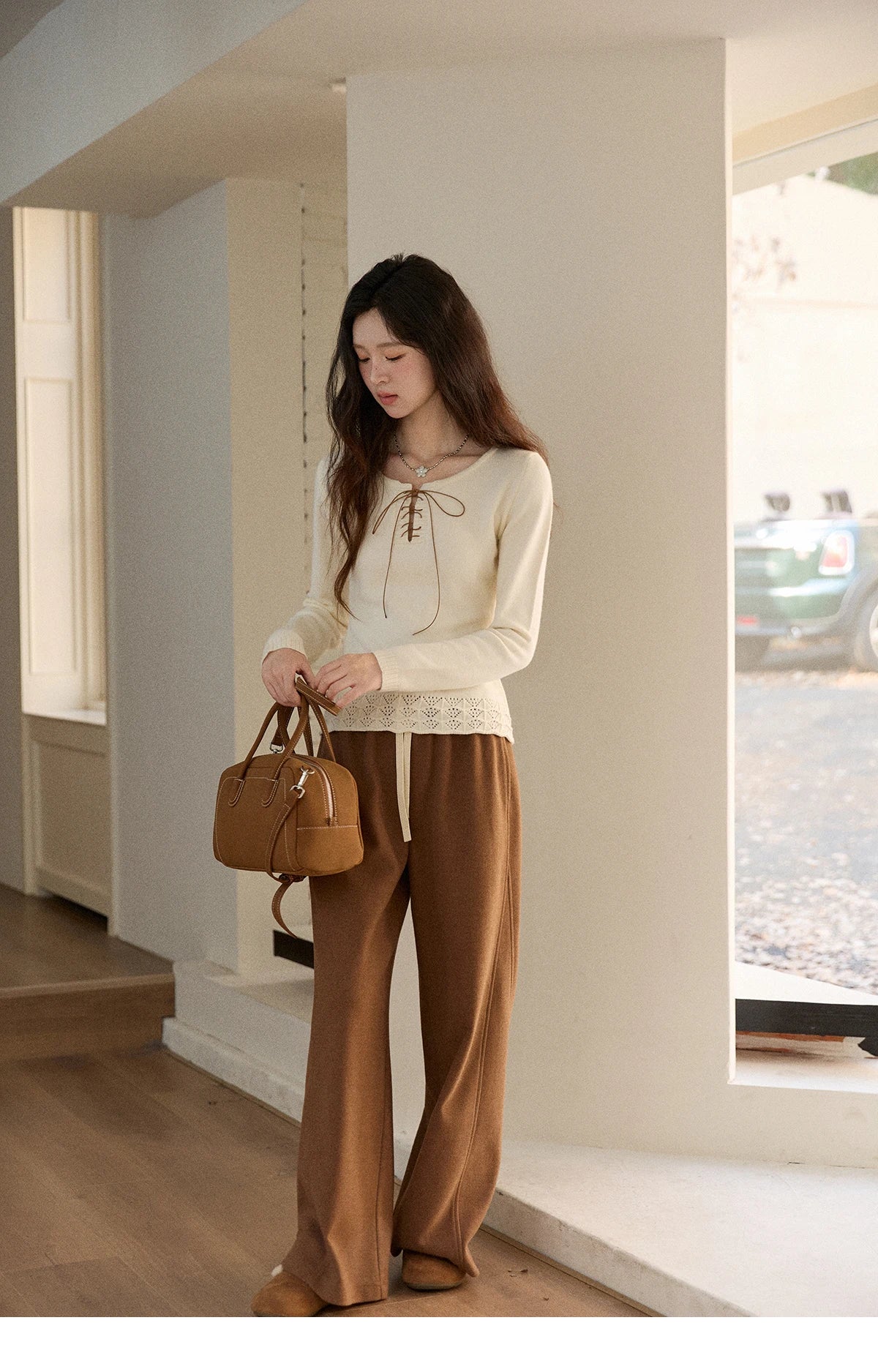 MISHOW Wide-Leg Pants High Waist Straight Lace-Up Loose MXE89K1100