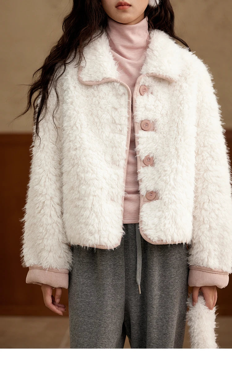 Mishow Suede Plush Lamb Wool Spliced Jacket MXD59W0753