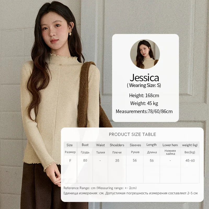 Mishow Ruffled Turtleneck Slim Knit Top MXE91Z2826