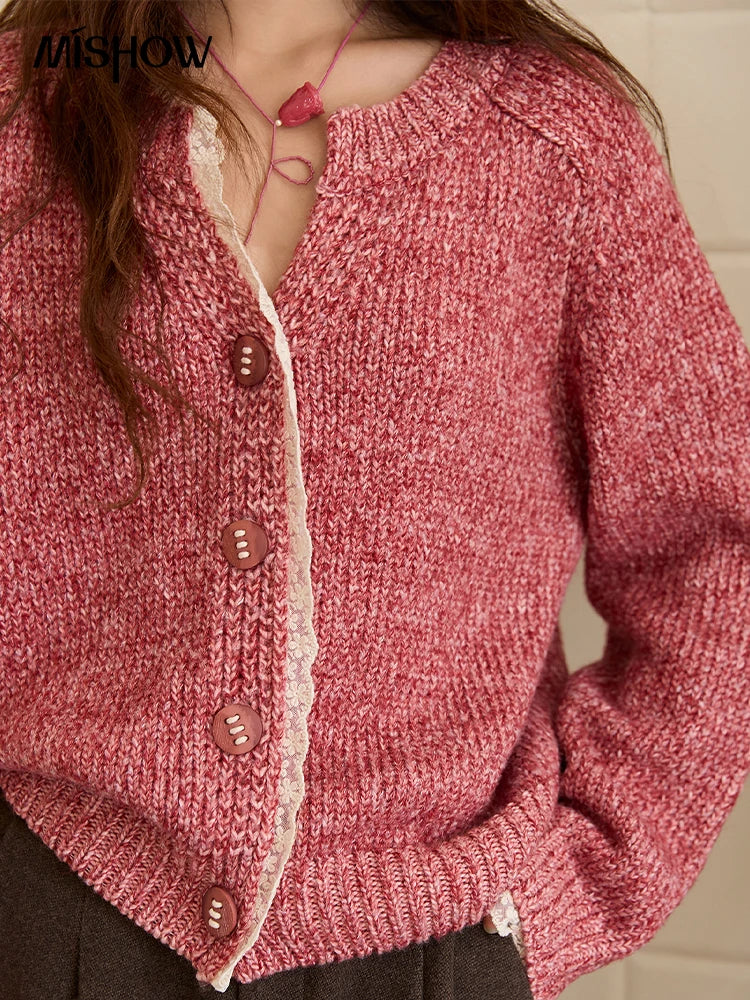 Mishow Elegant Lace V-Neck Wool Cardigan MXE51Z2548