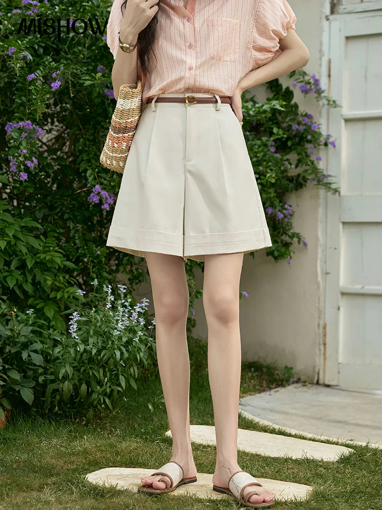 Mishow High Waist Slim A-Line Suit Shorts MXD28K0647