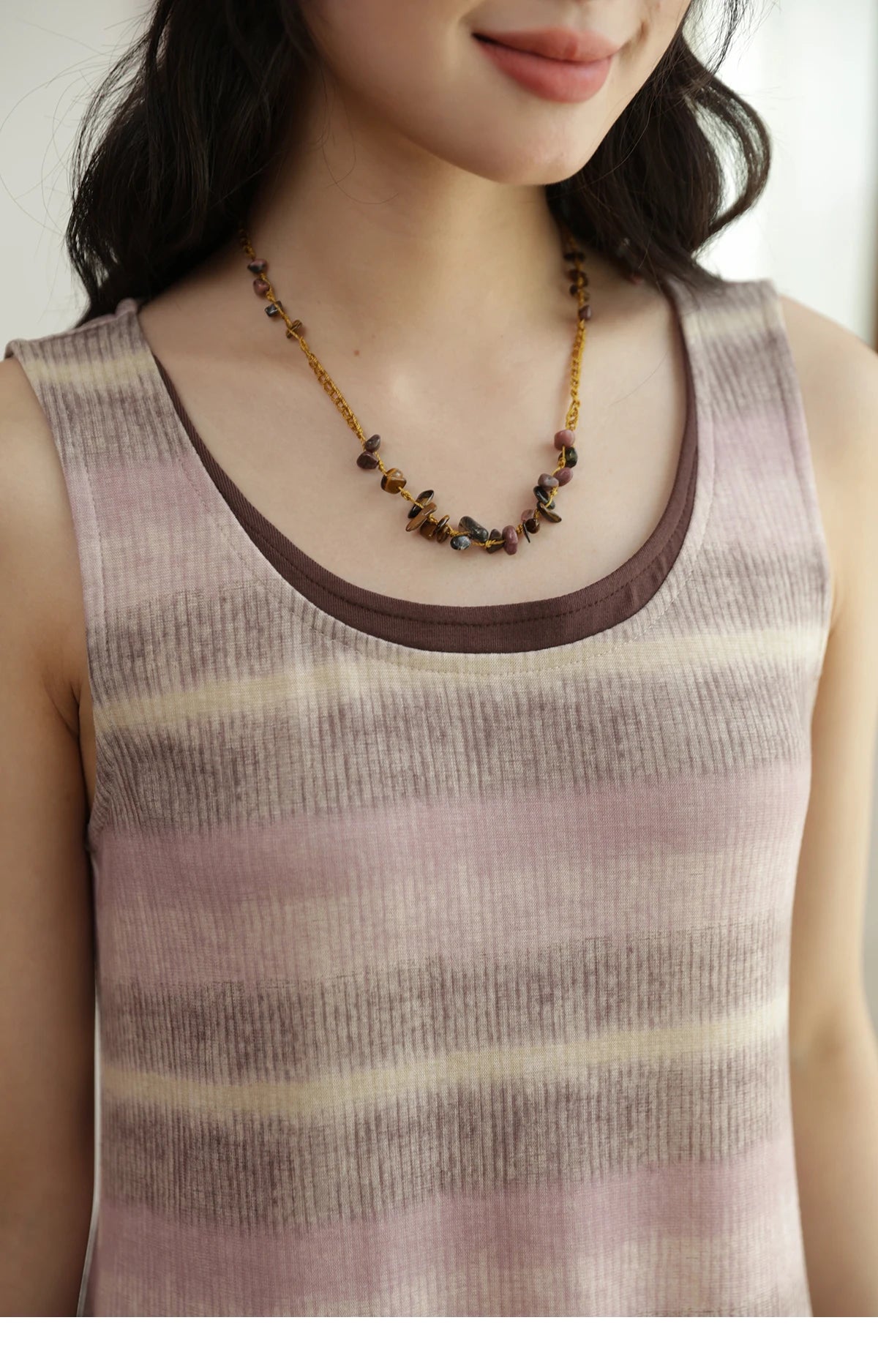 MISHOW Pink Purple Striped Sleeveless A-Line Dress MXE44Z1368