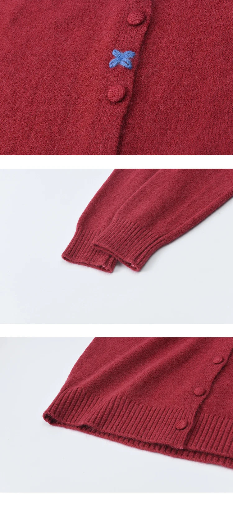 Mishow Red Round Neck Embroidered Cardigan MXE47Z2621
