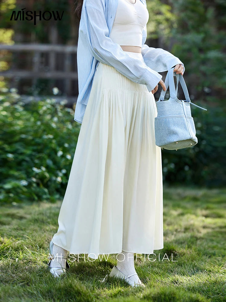 MISHOW Solid A-Line Slim Long Skirt High Waist Zipper MXE12B0663