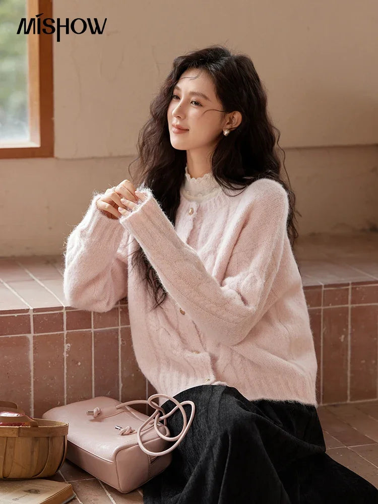 Mishow French Gentle O-Neck Wool Knit Cardigan MXD55Z1030