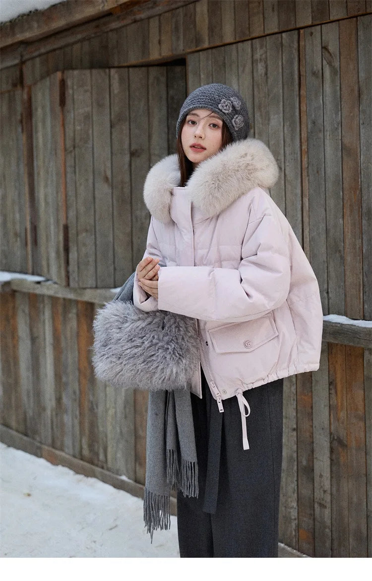 Mishow Short Detachable Fur Collar Down Jacket MXE87Y0084