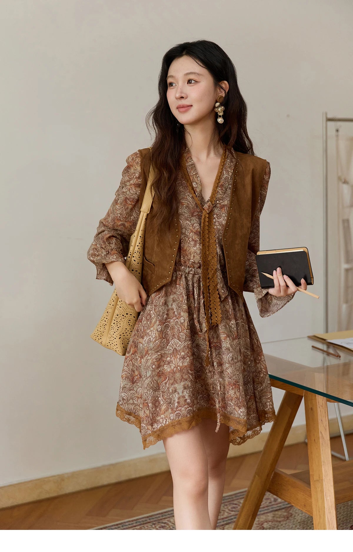 Mishow French Suede Rivet V-Neck Vest MXE46L2518