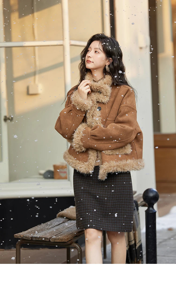 MISHOW Faux Fur Jacket Turn Down Collar Reversible MXD55W0648