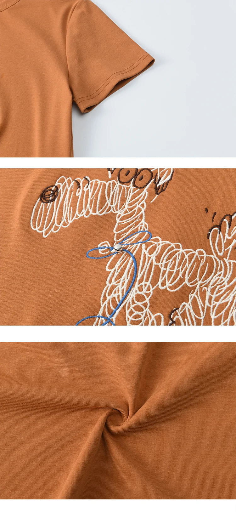 Mishow Cartoon Print Loose Embroidery Tee MXE31T0550