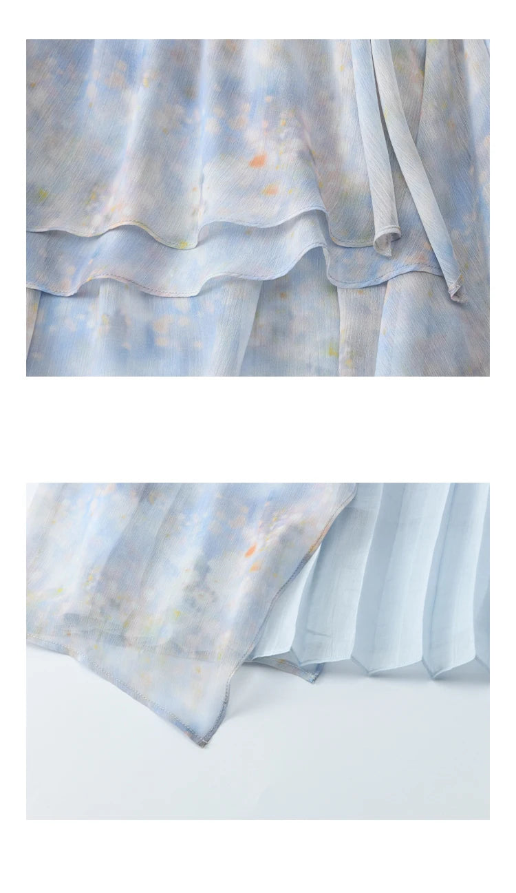Mishow Print Strap Multi Layer Ruffle Dress MXE35L2233
