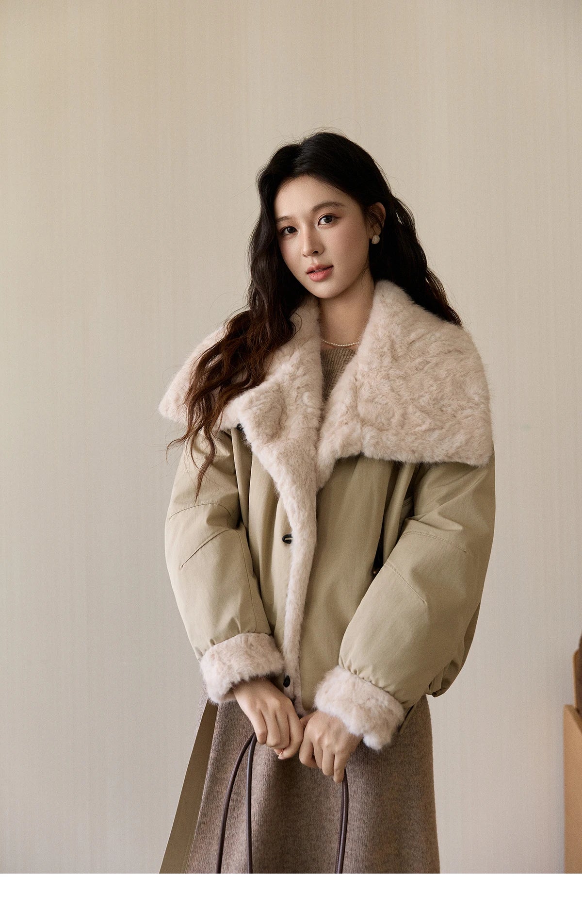 Mishow Large Lapel Fur Collar Down Jacket MXE94W1046