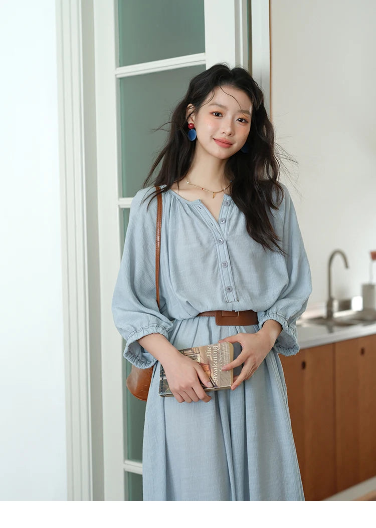 Mishow Half Sleeve Bamboo Knot Dress with Bohemian Belt MXE20L2468