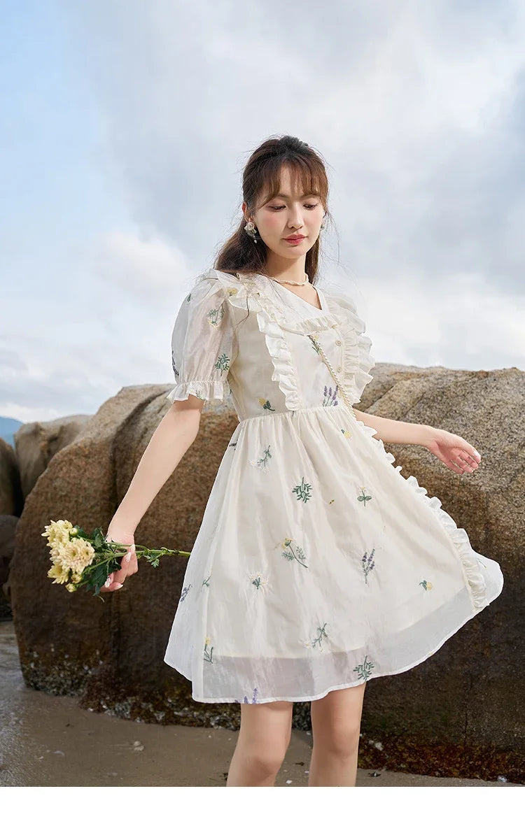 Mishow Fairycore Floral Flare Sleeve Ruffled Dress MXC38L1518