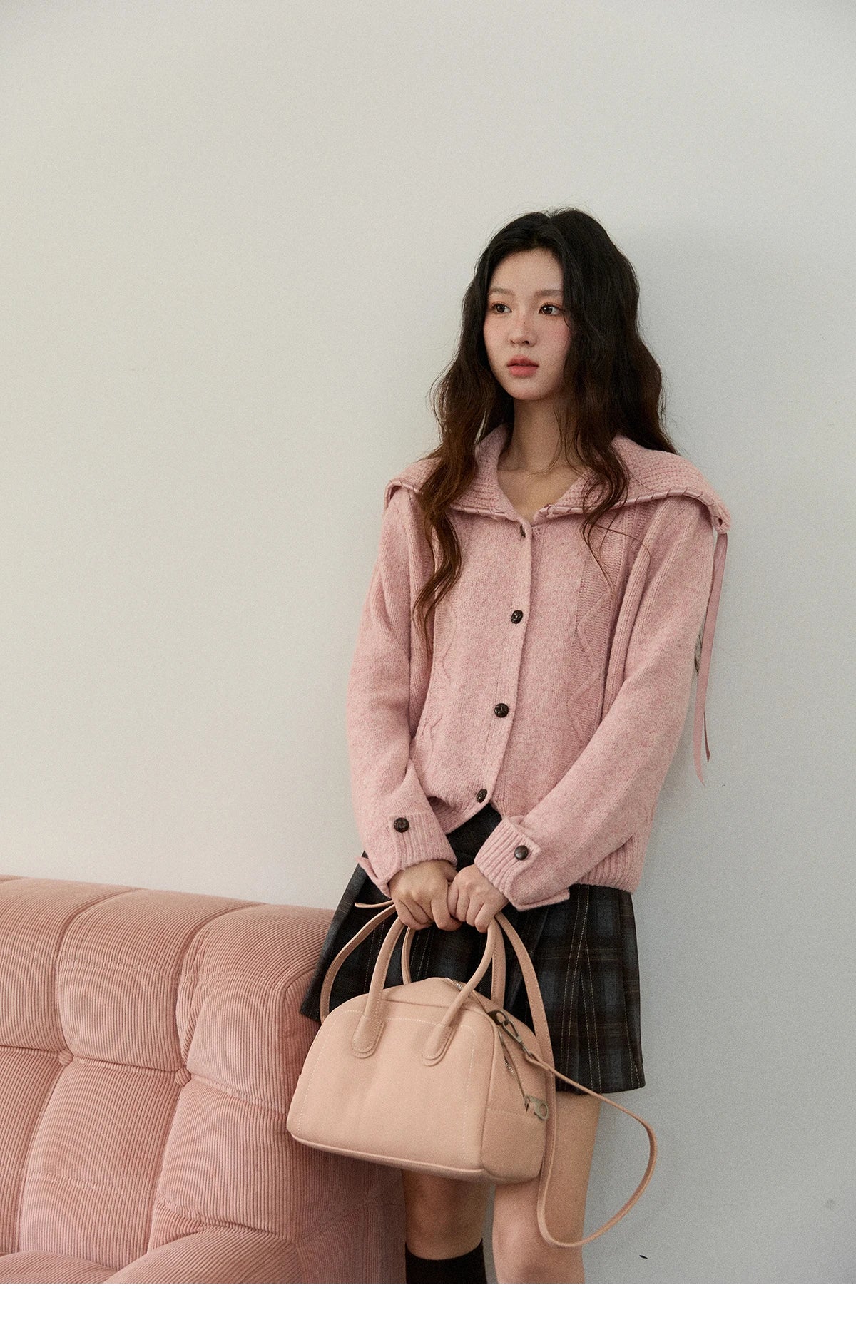 Mishow Elegant Large Turn-Down Collar Knit Cardigan MXE89Z2636