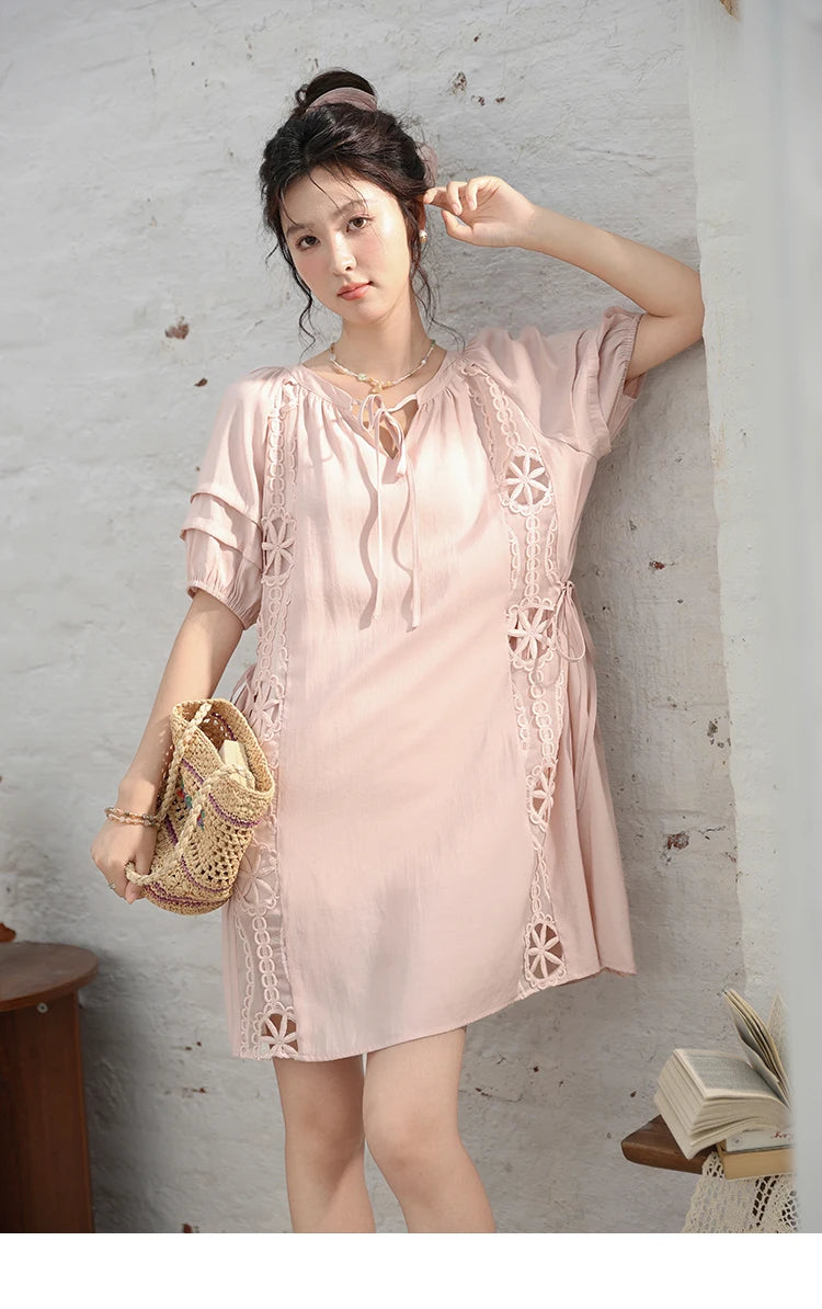 Mishow French Hollow Embroidered Lace-Up Dress MXD30L1950